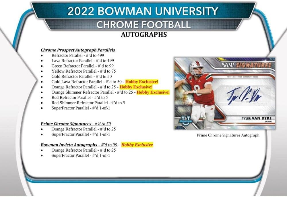 2022 Bowman Chrome University Football Hobby Box