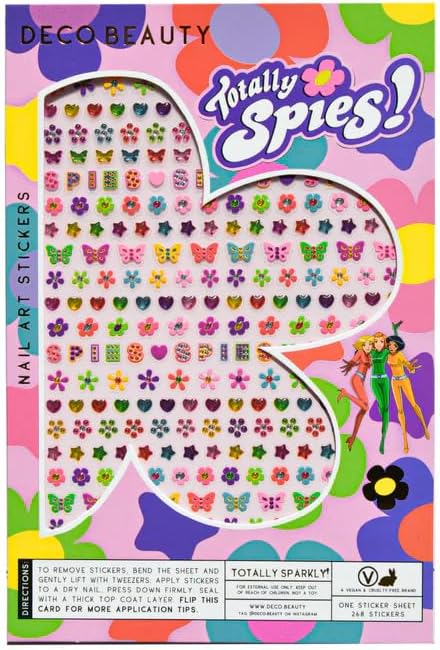 Deco Beauty Totally Spies Totally Sparkly-Super Thin & Easy-to-Apply Nail Art with The Cutest Designs-Durable & Long-Lasting Nail Art Stickers & Decals for Women, for DIY at-Home & Salon-Quality Nails