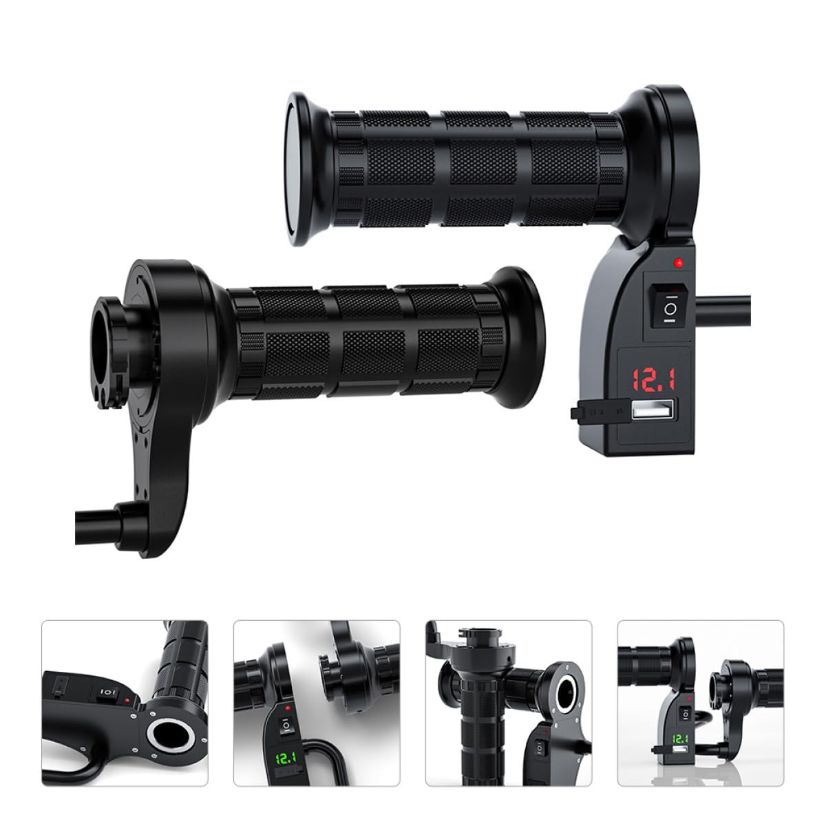 Didiseaon Funda para Puños Calefactables de Motocicleta 12v Pantalla Digital, Instalación y Temperatura Ajustable para Scooter y Atv, Material Nylon y Tpu