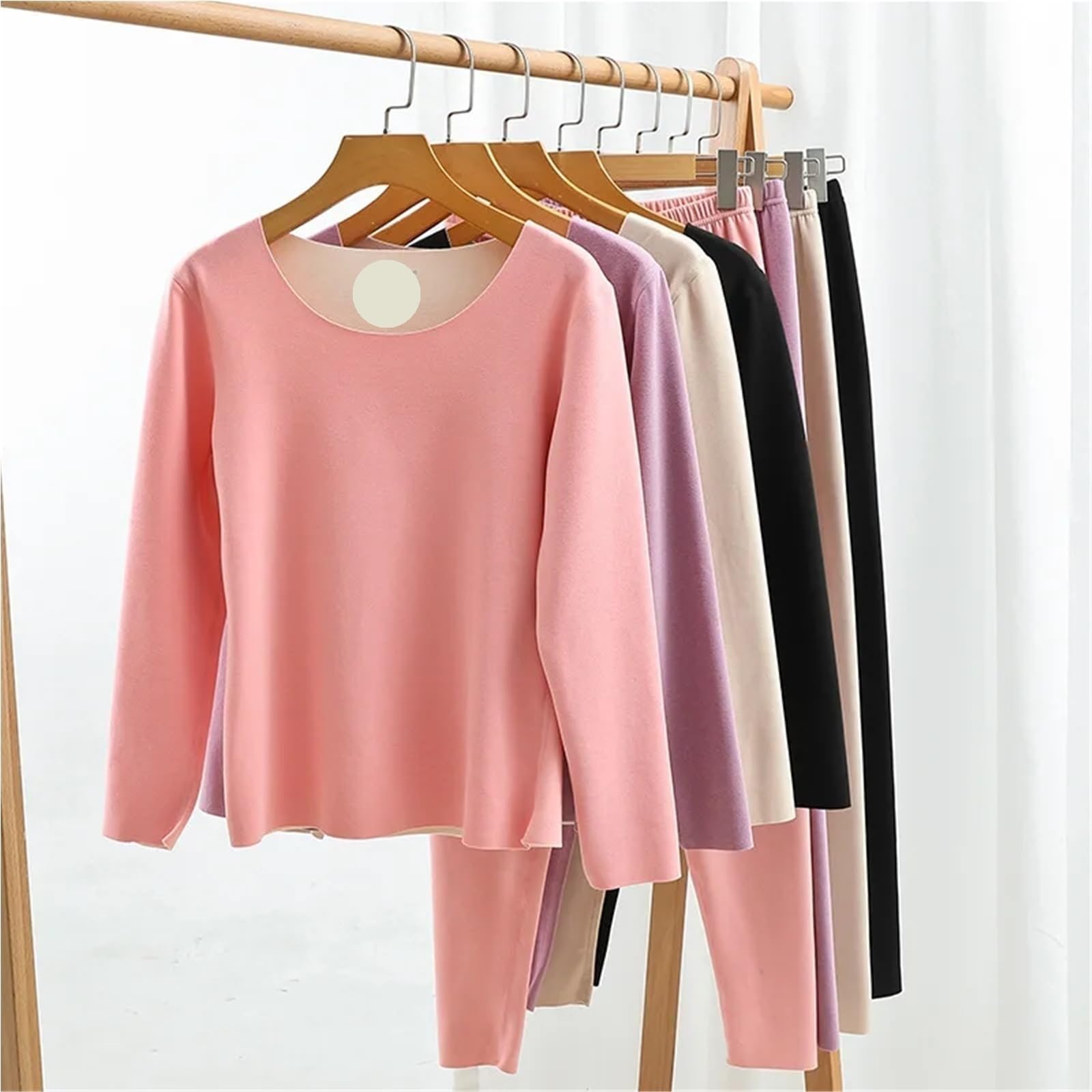 Ensemble de sous-vêtements Thermiques for Femmes, Ensemble 2 pièces, Couleur Unie, sans Couture, Longs, Collection Hiver pour Ski