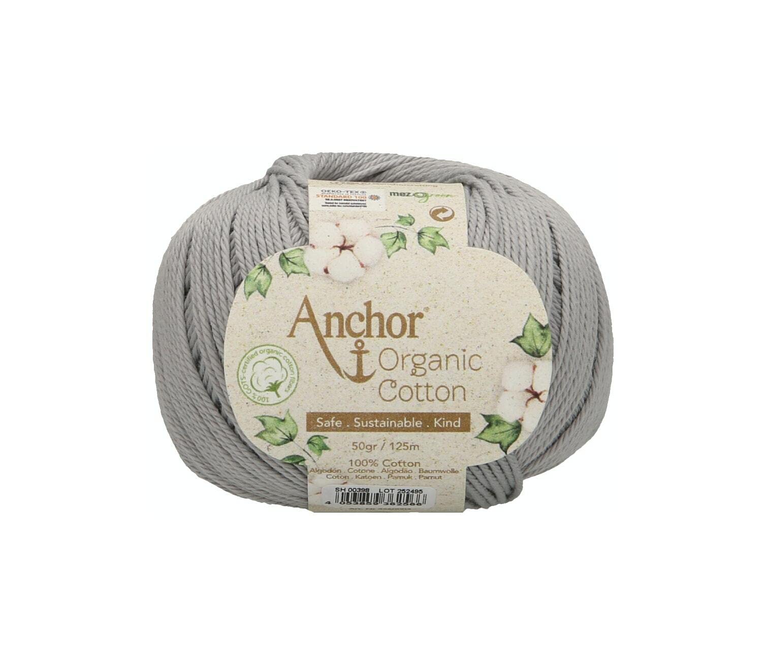 Anchor Organic Cotton, 50 g, Thickness: 4, Presentation: 125M Stormy Cloud Crochet Yarn