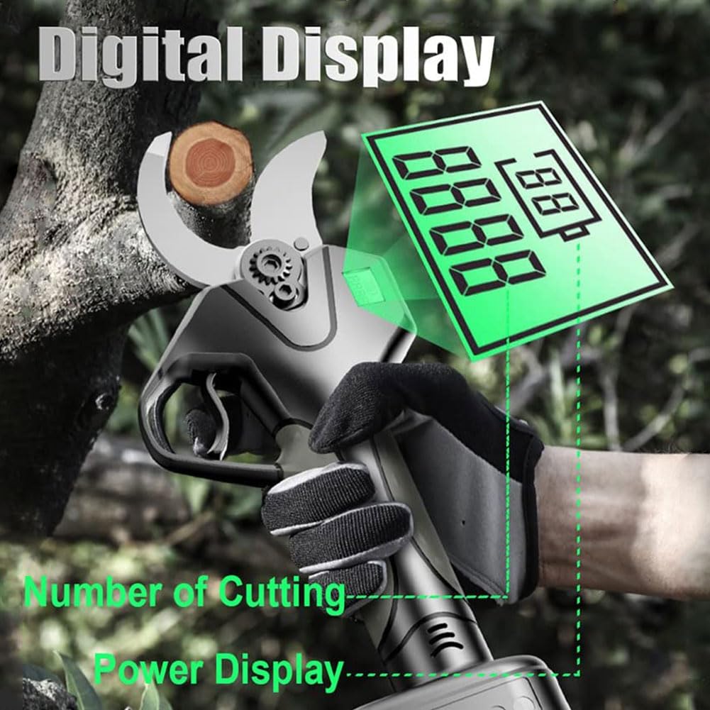QUTBAG Podadoras inalámbricas, Tijeras de podar eléctricas con 2 baterías y 1 Cargador, diámetro de Corte de 45 mm Tijeras de Podar de jardín eléctricas Profesionales para podar Ramas de árboles B