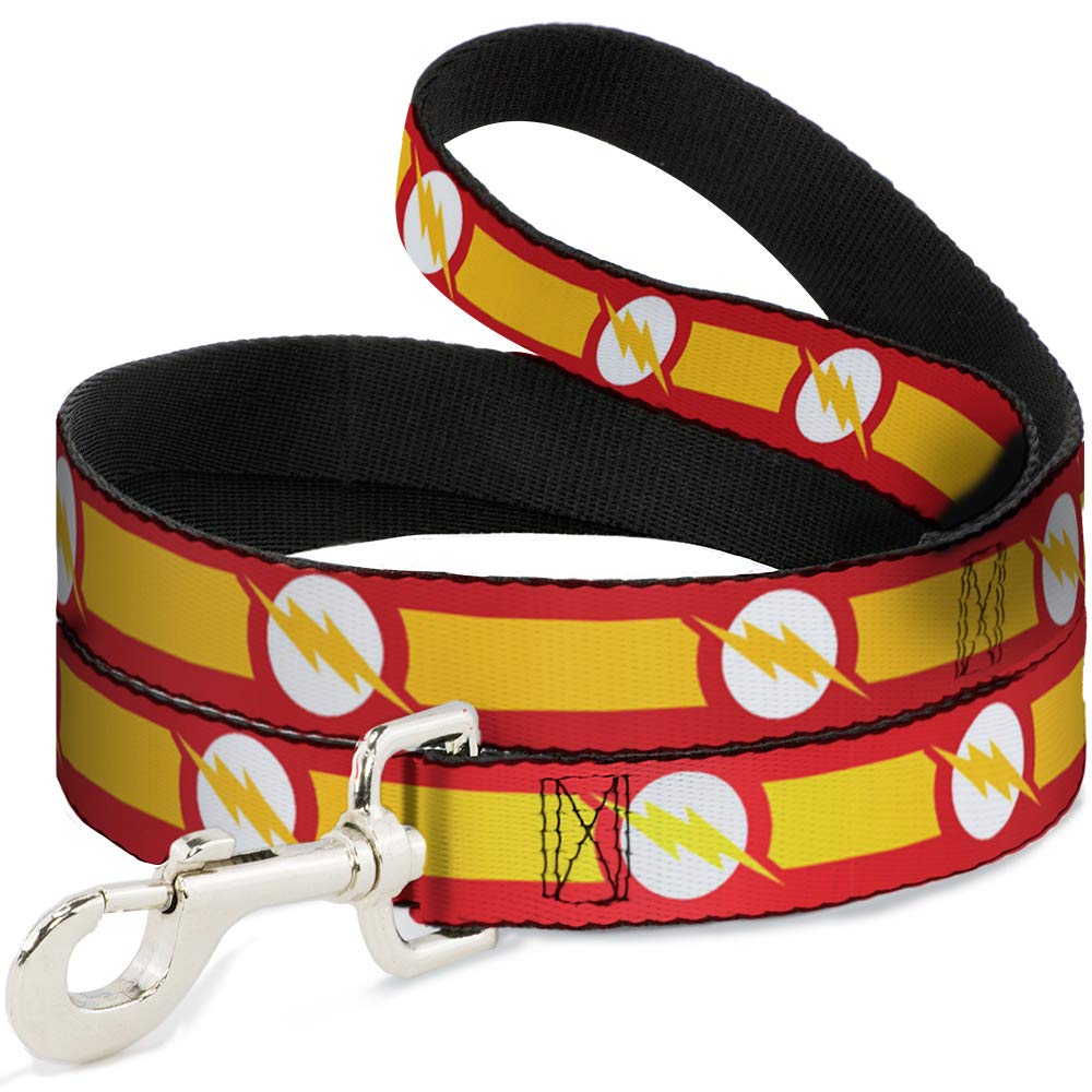 Laisse pour chien The Flash rayée rouge jaune blanche pour promenades urbaines