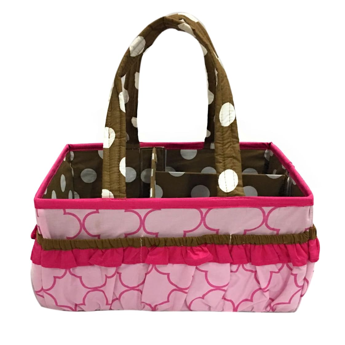Bacati Butterflies Girls Nursery Fabric Storage Caddy with Handles, Pink/Chocolate