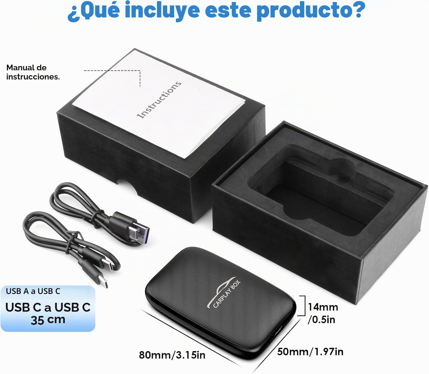 Dongle inalámbrico para Carplay y Android Auto Soporta Netflix/Youtube/TF Card,Car Play Ai Box con Cable USBA-C y USBC-C para Phone Android (Black)