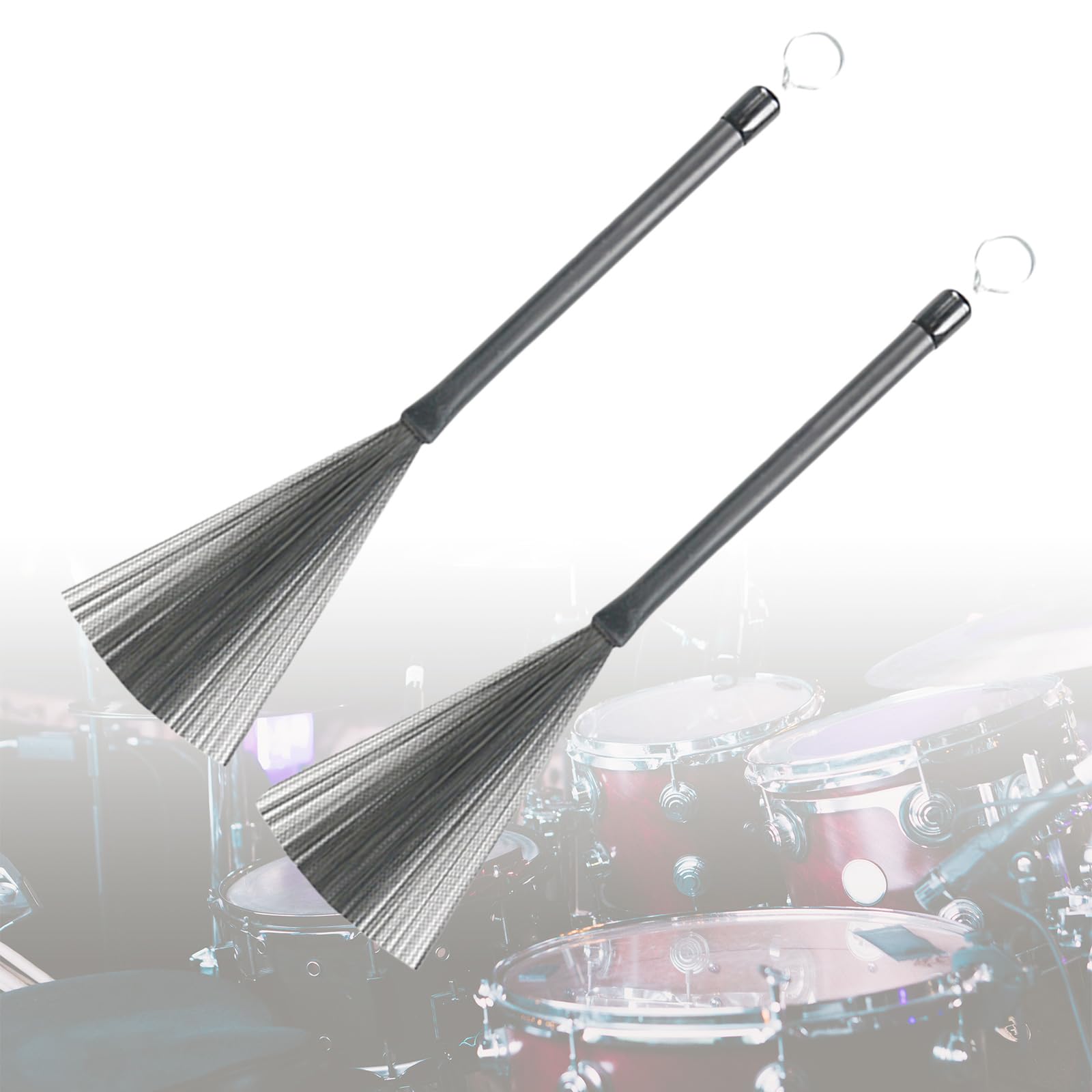 QIEIEI 1Pair Drum Wire Brushes Retractable Drum Wire Stick Drum Stick Brush with Comfortable Handles Drum Accessory