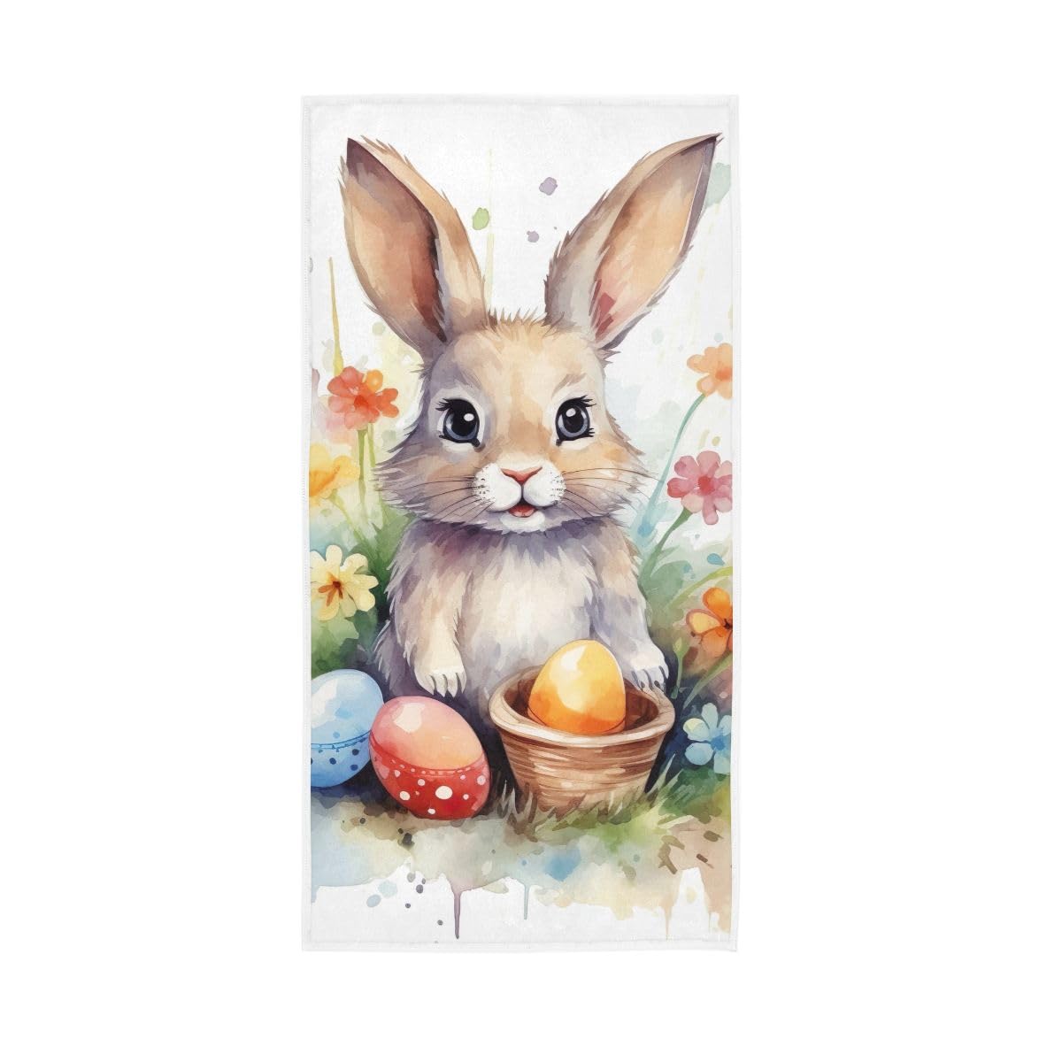 LSRCPD Easter Bunny with Easter Eggs Bath Hand Towel, Hand Towel for Bathroom, Shower, Hotel, Spa 15 x 30 Inches