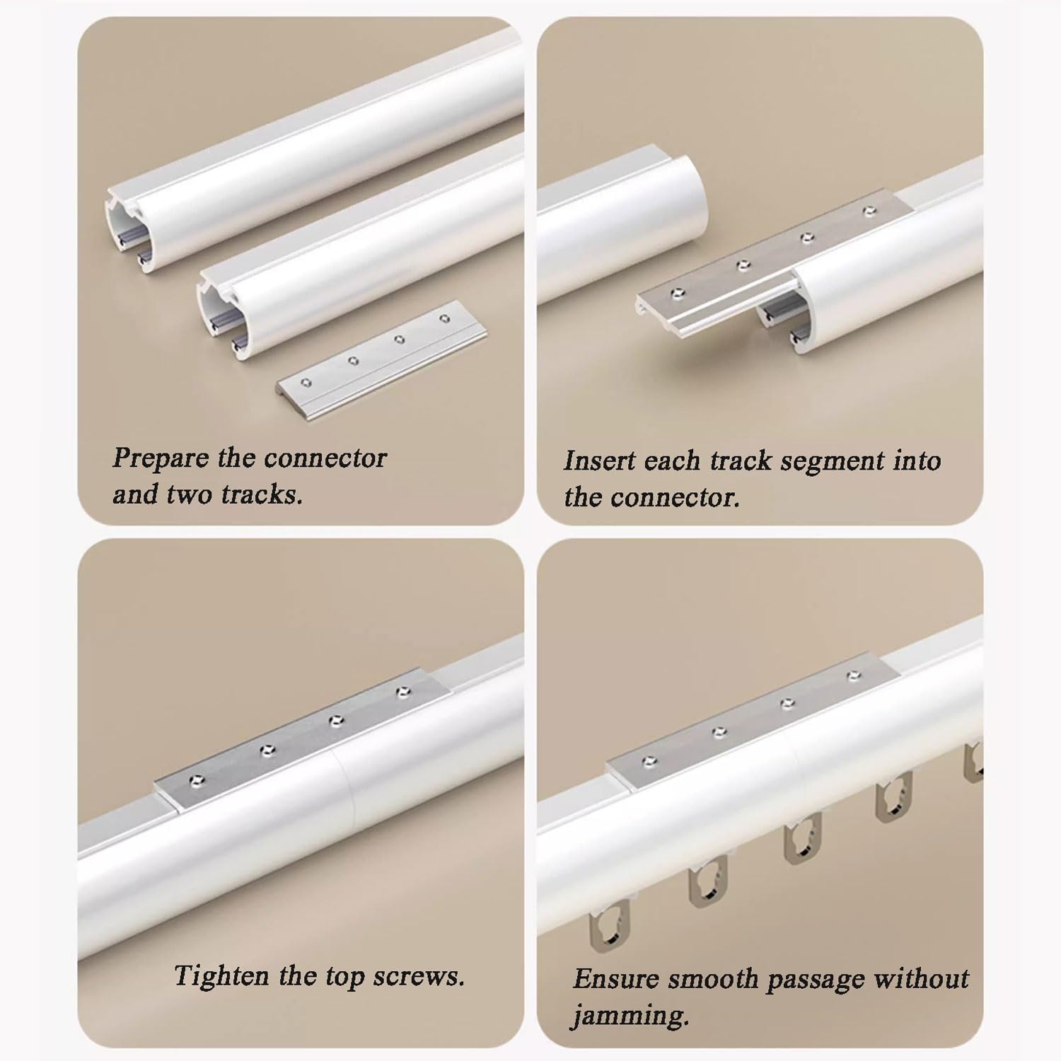 Heavy-Duty Double Curtain Tracks - 1.9m (6.2ft) Aluminum Ceiling & Wall Mount Room Divider for Living Room, Bedroom, Hospital - Durable White Design