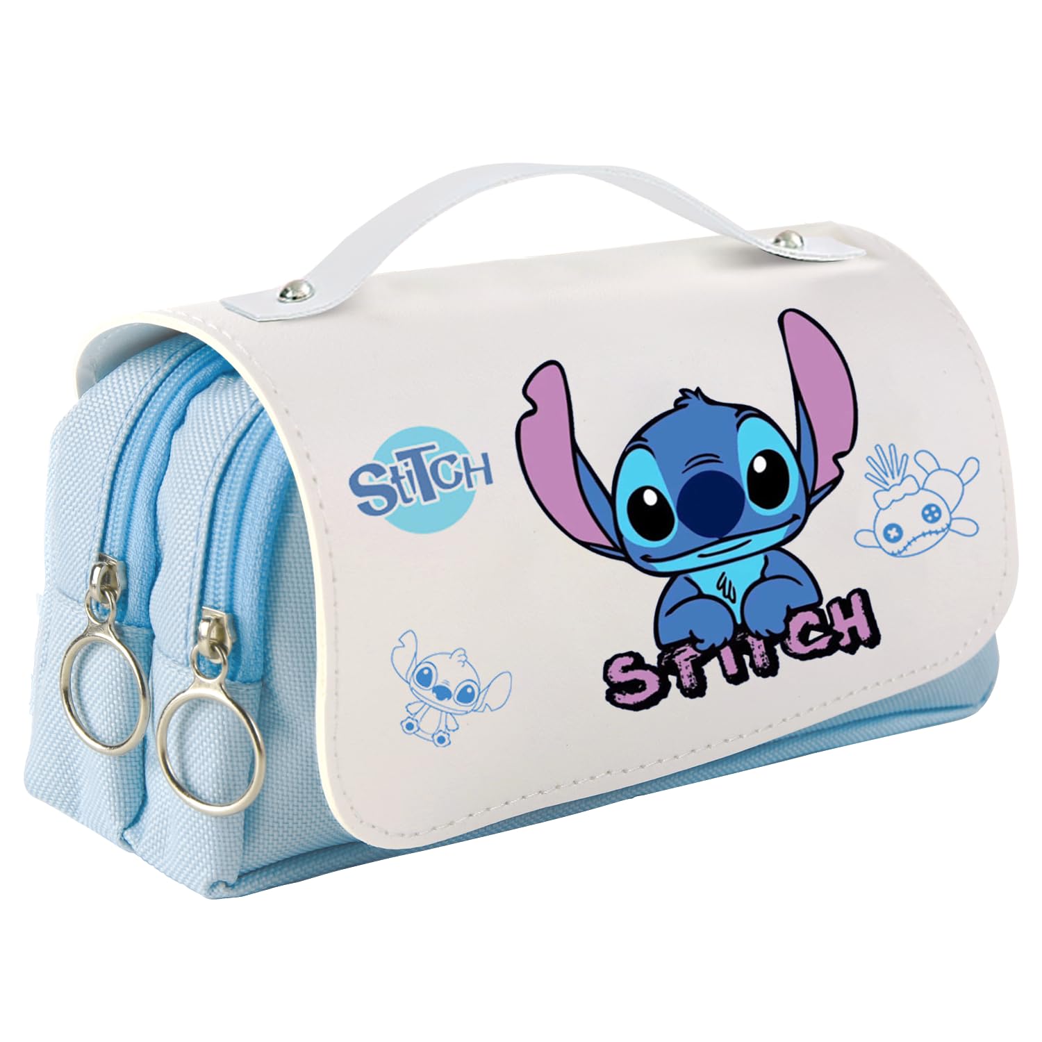 HOOKTA Stitch Estuche con cremallera Smoothy de gran capacidad, estuche grande con asa, estuche duradero para adolescentes, Dulce sonrisa, 21 x 10 x 7 cm / 8,26 x 3,94 x 2,75 Zoll, Fashion