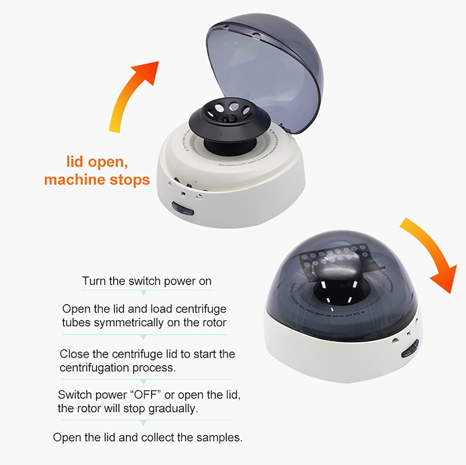 Lab Benchtop Centrifuge, Mini Centrifuge Machine, Compatible with PCR Rotor, 8 Holes 0.2ml-2 ml Tube Available, 5000rpm, High Precision Speed, Quiet and Stable Operation, for Liquid Separation