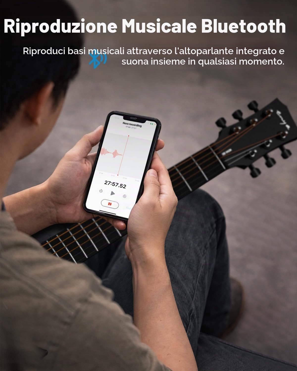 Enya Chitarra Acustica Elettrica Set - Nero 35" Nova Go SP1 Chitarra per Principianti in Fibra di Carbonio con Smart AcousticPlus Pickup Cavo di Ricarica Cavo Audio Borsa Gig per Bambini Adulti
