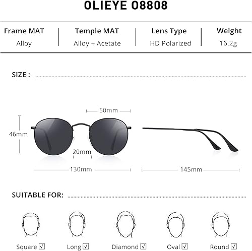 Miniatura 2 de Gafas de sol polarizadas redondas pequeñas clásicas para mujeres y hombres, gafas de sol retro vintage