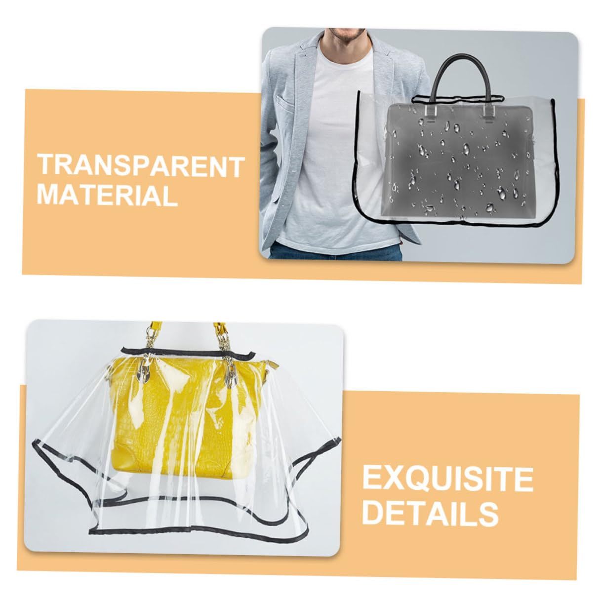 YARNOW 2pezzi Copertura Trasparente per Borsa Protezione Antipioggia per Borse Tote e Zaini Leggera e Facile da Trasportare