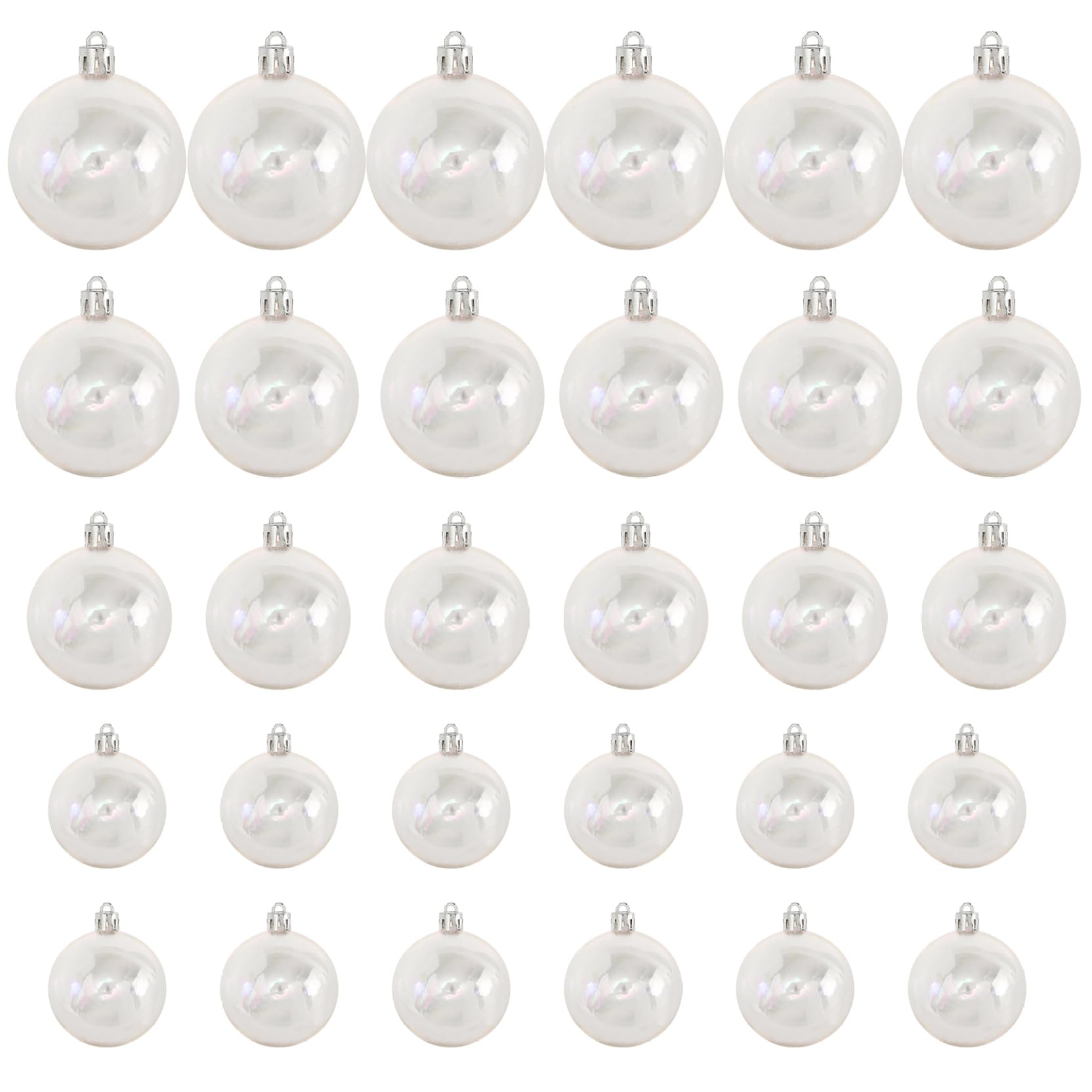 Boules de Noël irisées transparentes incassables en 4 tailles assorties