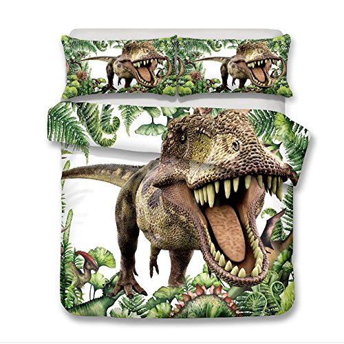 KTLRR - Juego de funda de edredón (sin edredón) de dinosaurio, poliéster, Open Mouth Dinosaur, Single(135x200cm,2pcs)