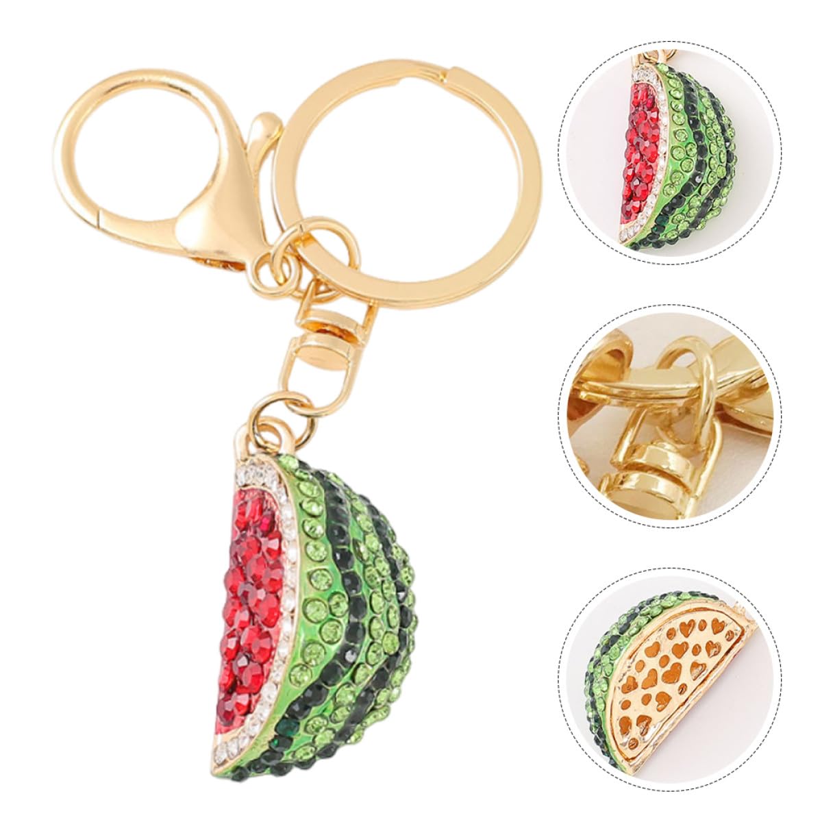 Glänzender Wassermelonen Schlüsselanhänger aus Legierung Niedlicher Strass Fruchtanhänger Robuster Gepäck und Taschenanhänger für Frauen und Mädchen