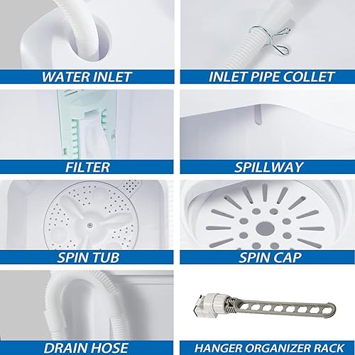 Miniatura 6 de Sportpulse - Mini lavadora portátil de 18 libras, lavadora de 11 libras y giratorio de 7 libras, pequeña lavadora de lavandería con control de