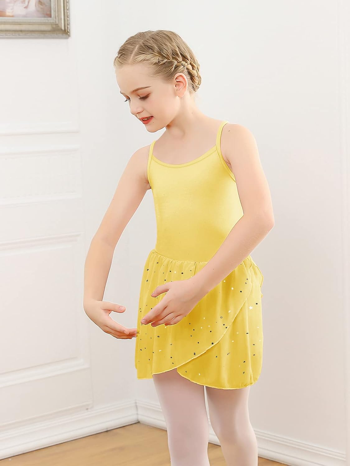 Vieille Toddler Girls Dance Leotards Hollow Back Ballet Leotard for Girls Camisole Dance Dress with Tutu Skirt 3-9T - Image 3