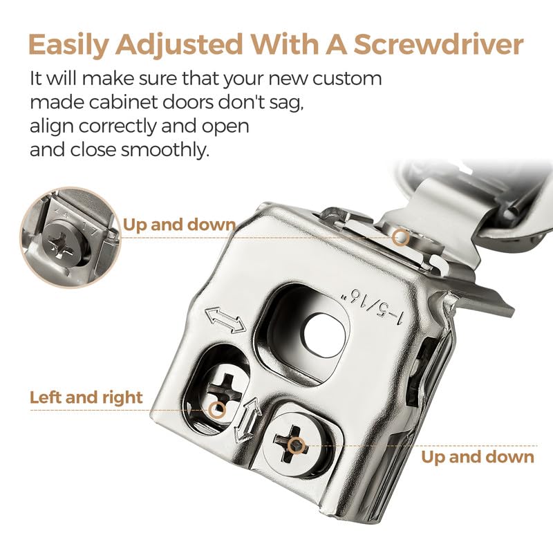 Image of Ravinte 10 Pack 5 Pairs 1-5 /16 inch Overlay Soft Close Hinges for Kitchen Cabinet Hinges Satin Nickel Hidden Hinges Stainless Steel Concealed Hinge self Closing
