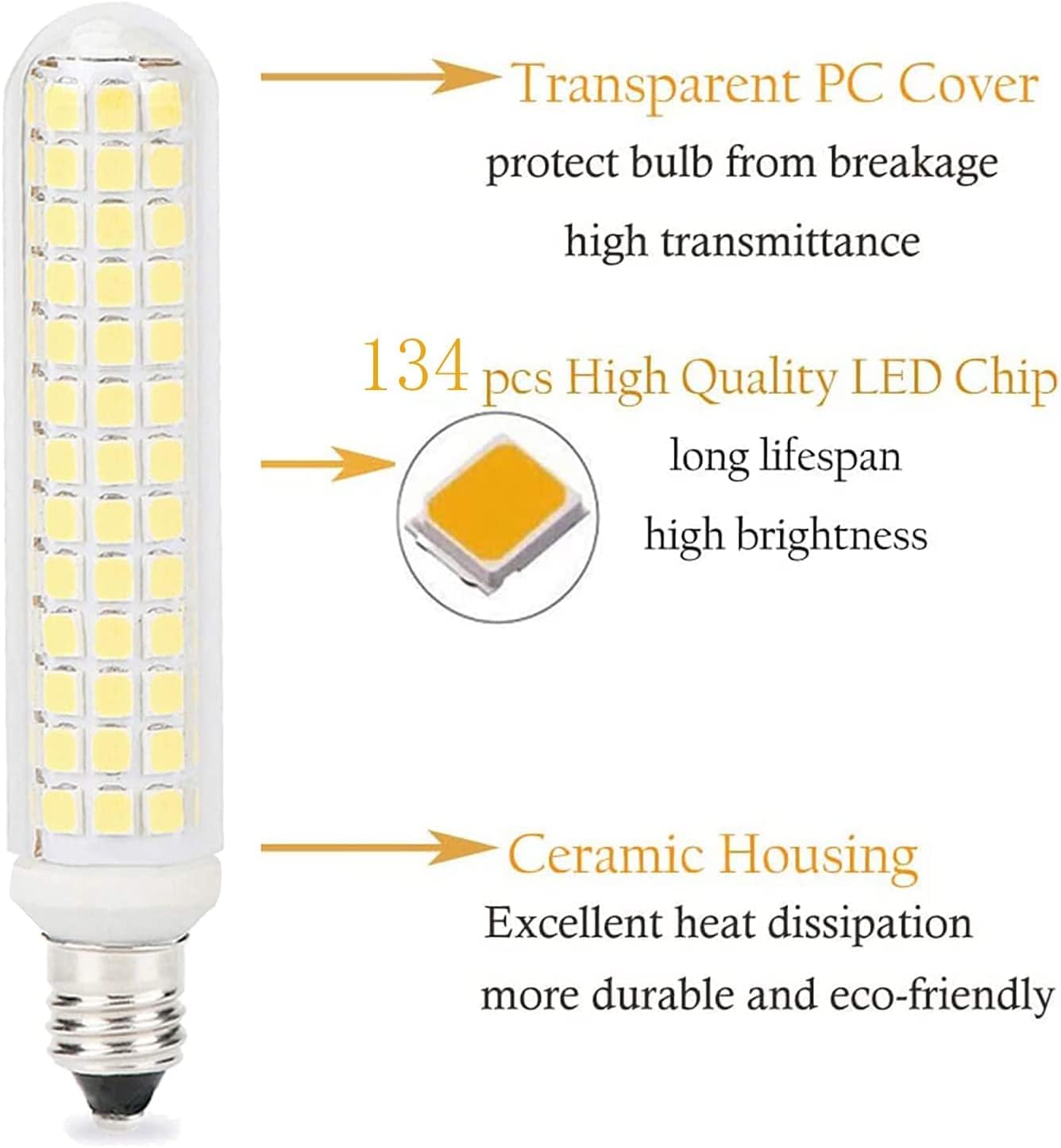 E11 LED Light Bulbs Dimmable 13W, 130W Equivalent, 134 LED Beads 1300LM 2835SMD Led Corn Bulb AC 110V for Chandelier Bulbs Lighting, 360° Beam Angle,Cold white,1 Pack