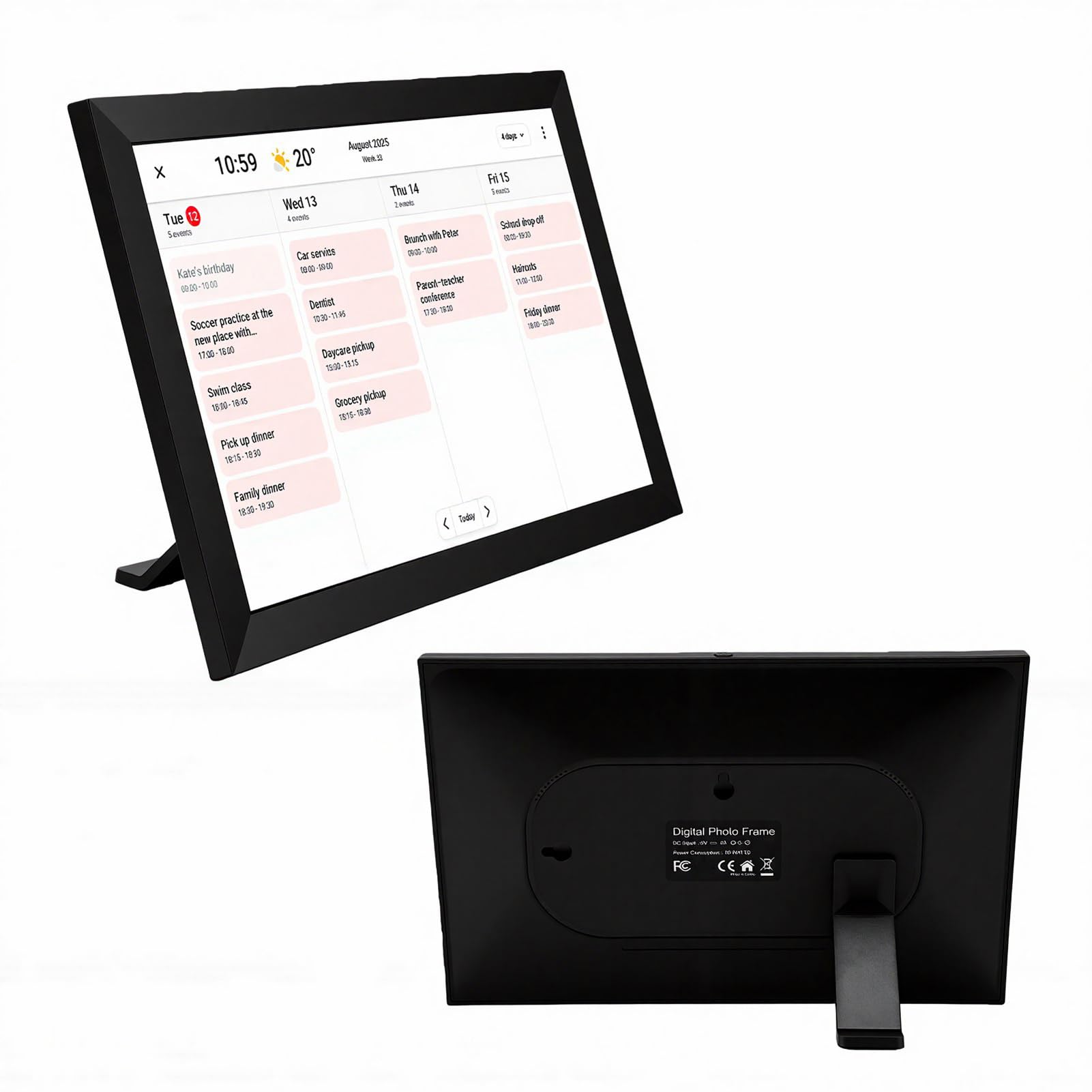 Generic Pianificatore Elettronico Touchscreen con Calendario Digitale Intelligente da 10,1 Pollici con Grafico dei Lavori Domestici per Famiglia e Ufficio ABS
