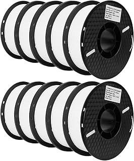 Filamento PLA PETG de 10KG, filamento 3d de 1,75mm for impresora 3D, 10 rollos/juego de colores y materiales mezclados, impresión FDM(10 KG PLA White)
