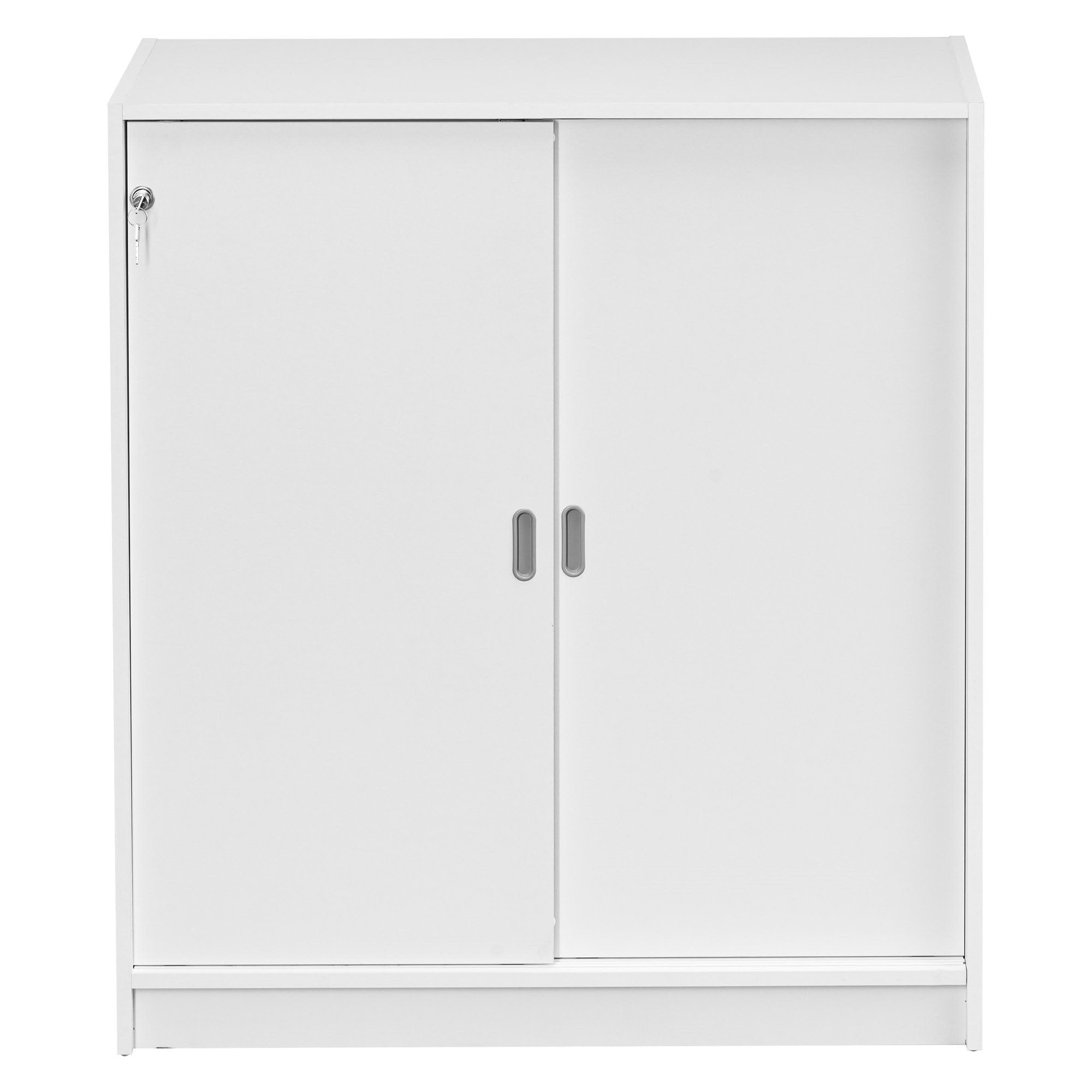 Armoire basse bois H 100 x L 90 cm portes coulissantes Essens (Blanc)