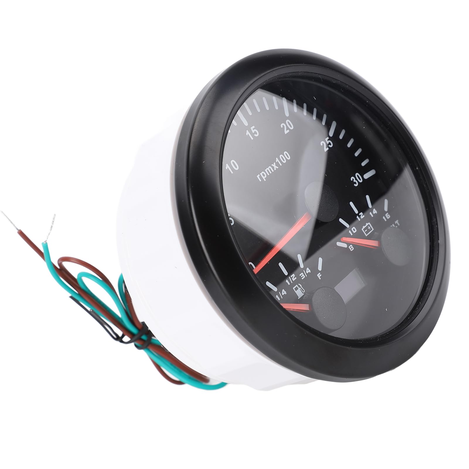 Tachometro Marino 85 Mm, Calibro Voltmetro del Carburante 3 in 1 con la Retroilluminazione di 7 Colori per la Barca per per Auto per Camion, Adatto Alla (Black Dial Black