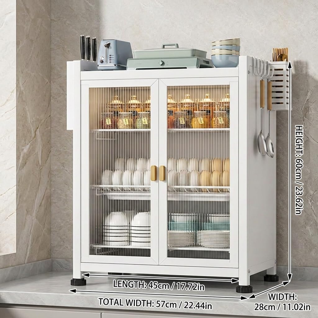 Escurridor de platos de 3 niveles con puerta, organizador de cocina negro