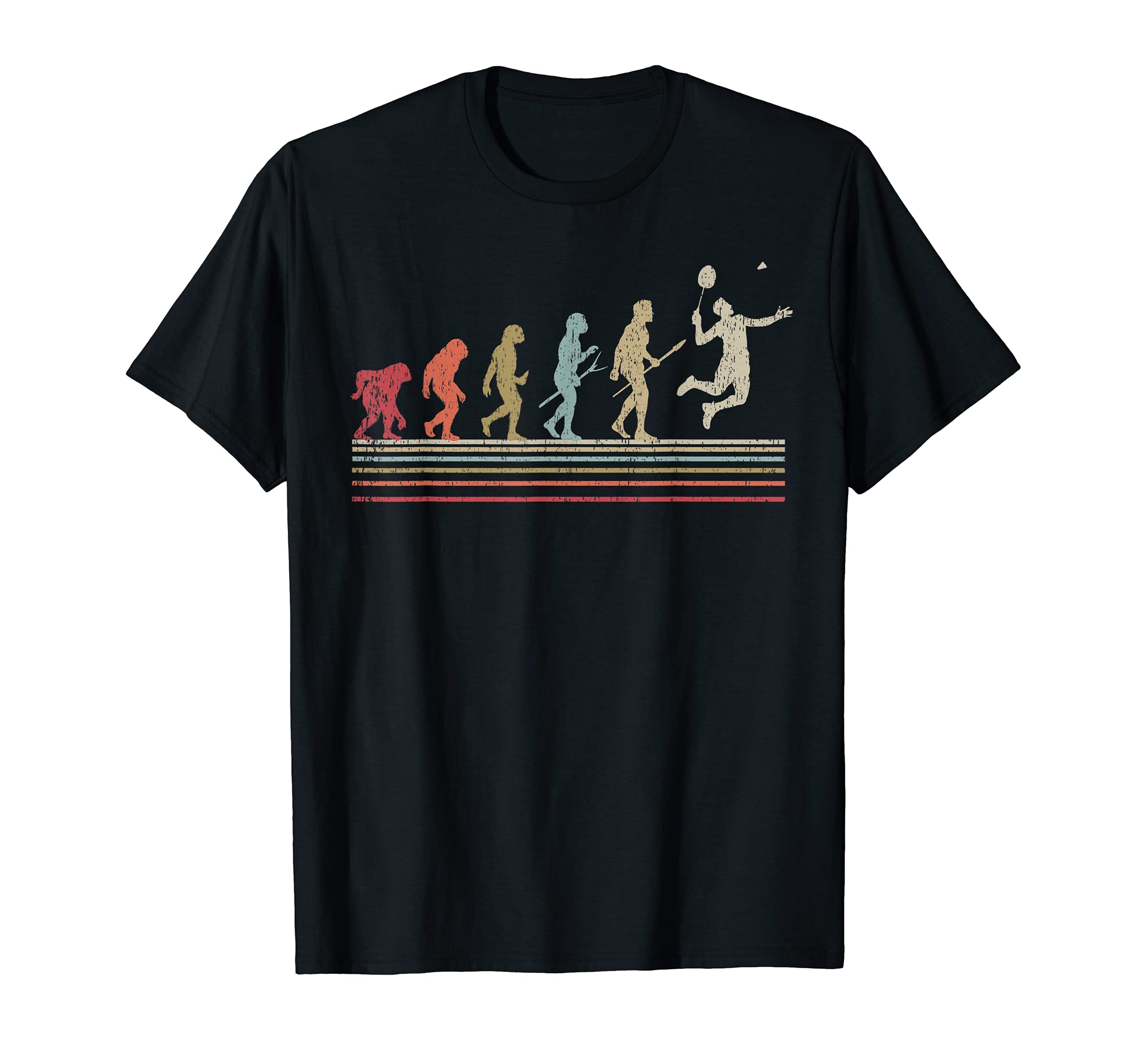 Funny Badminton Vintage Retro Style Evolution Of Man Gift T-Shirt