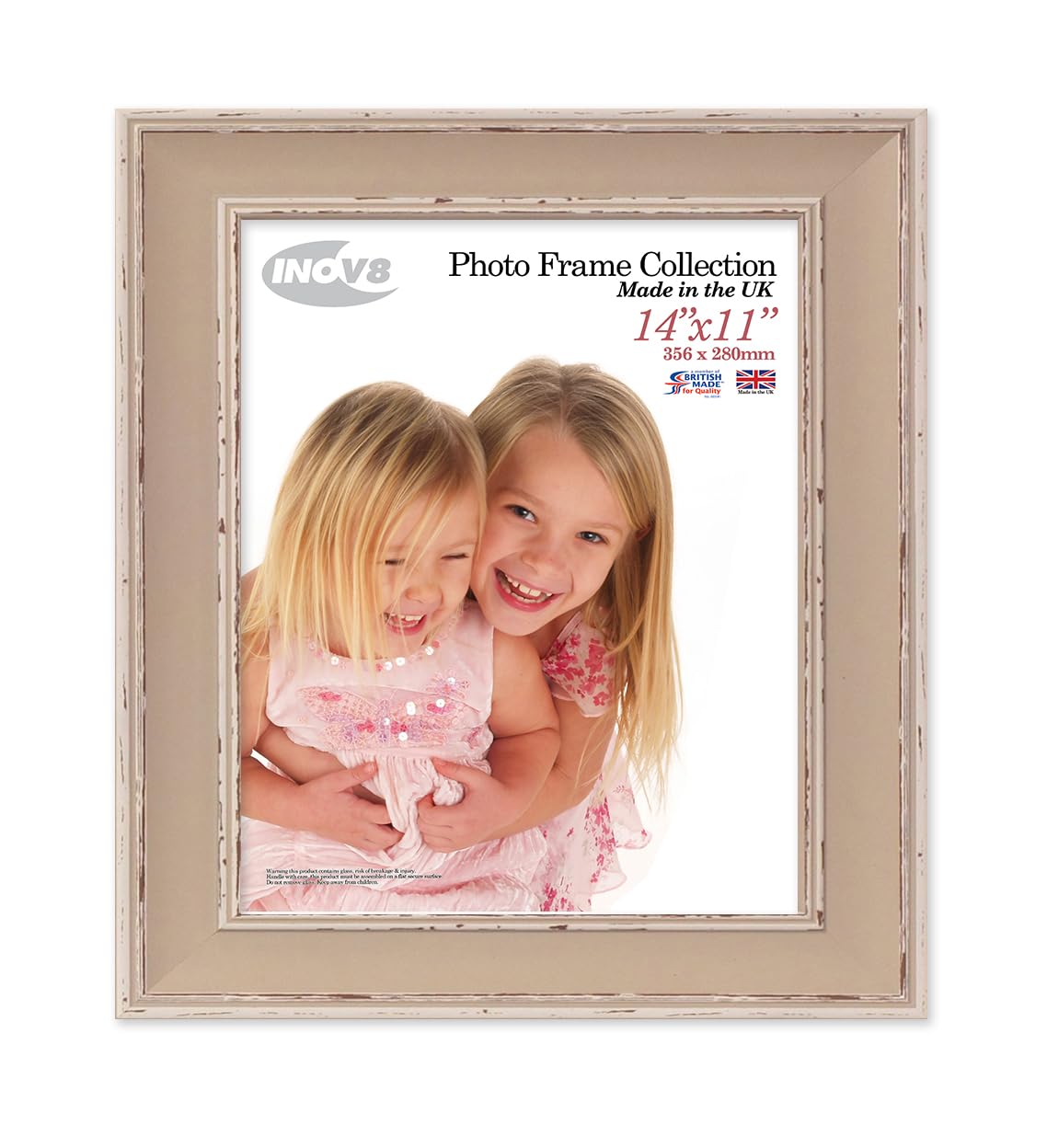 Inov8 White British Made Traditional Picture/Photo Frame, 14X11-Inch, Large Washed Soft Stone