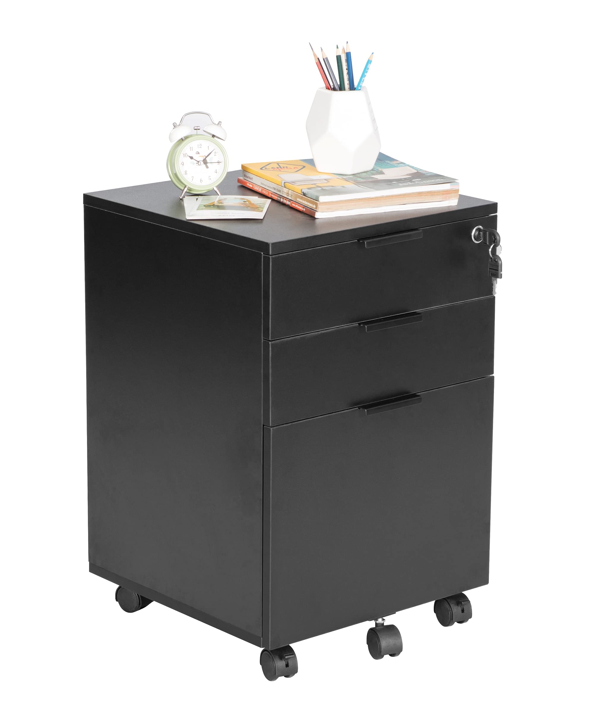 Buy JJS 3 Drawer Rolling Wood File with Locking Wheels, Home