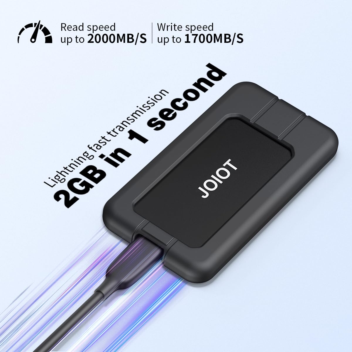 JOIOT 512GB SSD Esterno Portatile Portable SSD USB 3.2 Gen 2x2 Fino a 2000 MB/s Lettura 1700MB/s Scrittura Hard Disk Esterno USB C Stato Solido Esterne per MacBook Computer Laptop Nero