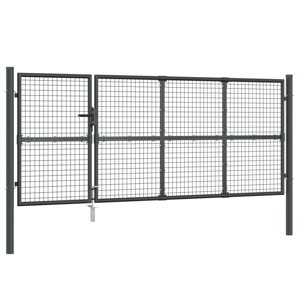 vidaXL Cancello da Giardino in Rete Antracite 350x125 cm in Acciaio Zincato