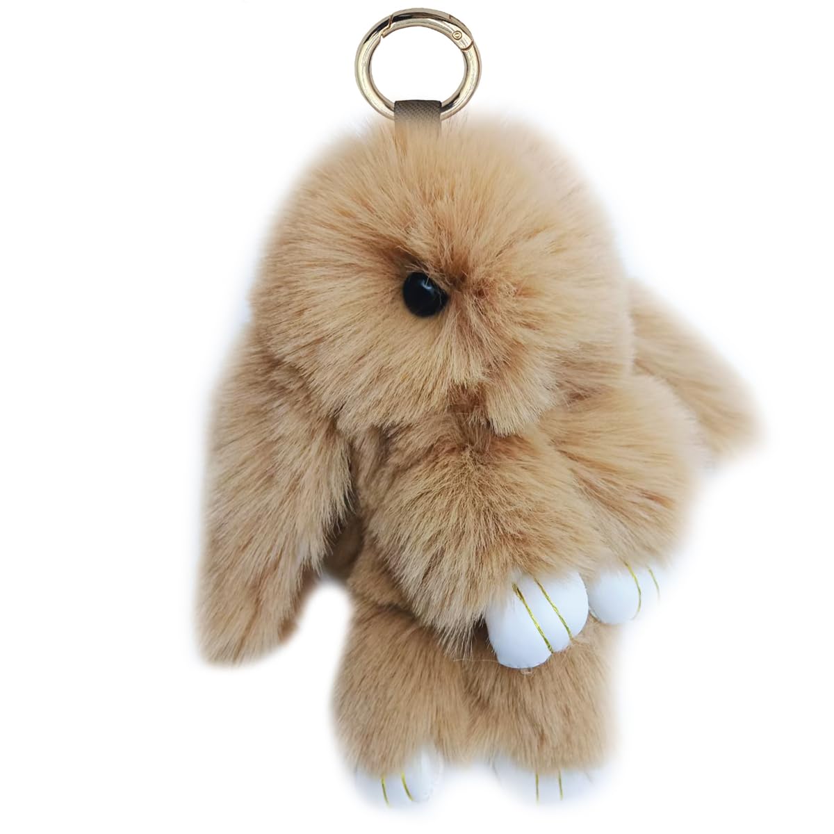 Bunny Keychain Soft Fluffy Rabbit Keychain 7in Handmade Cute Colorful Rabbit Fur Pom Pom Key Rings for Women