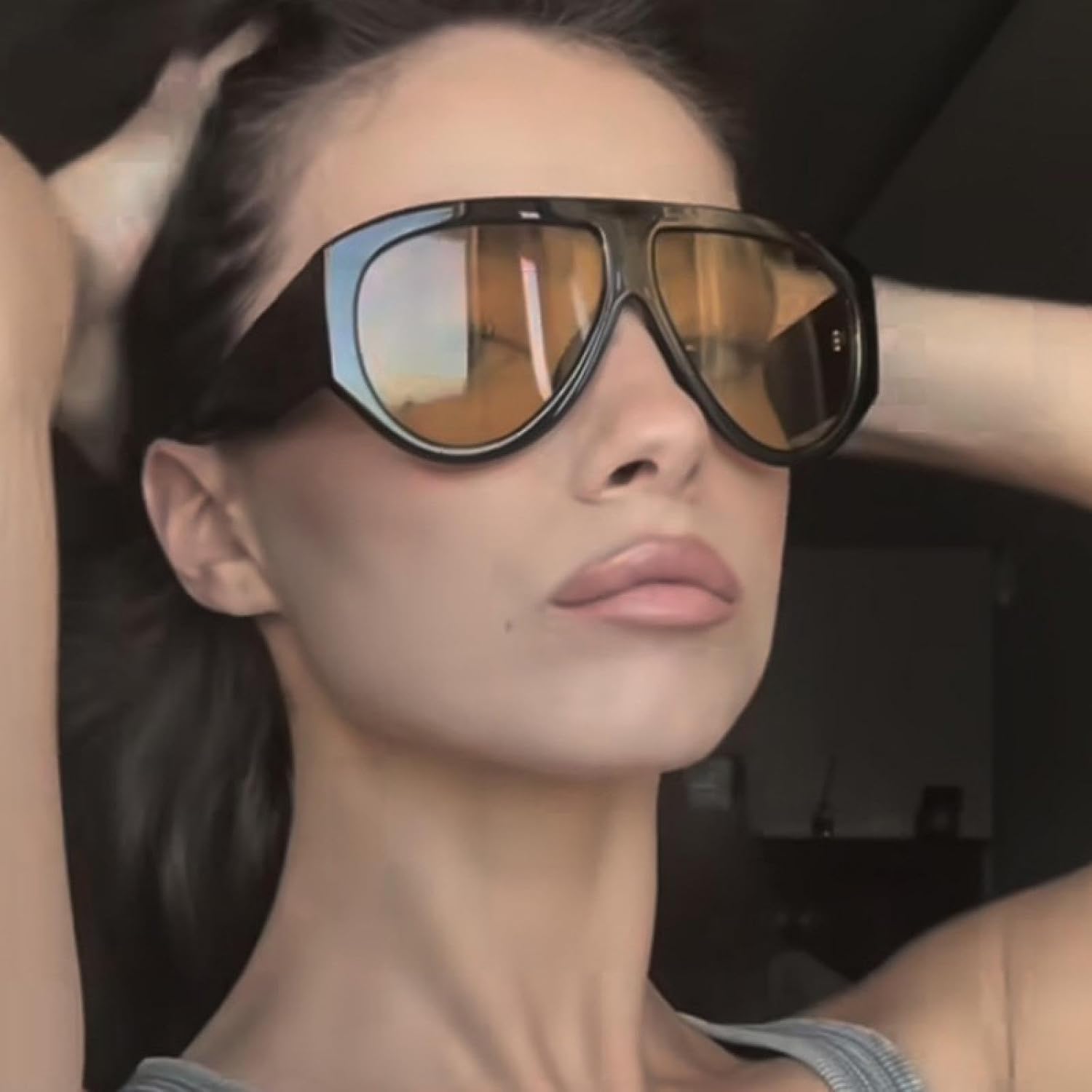 Retro Wide-legged Large-frame Sunglasses, Fashionable Oval Sunglasses