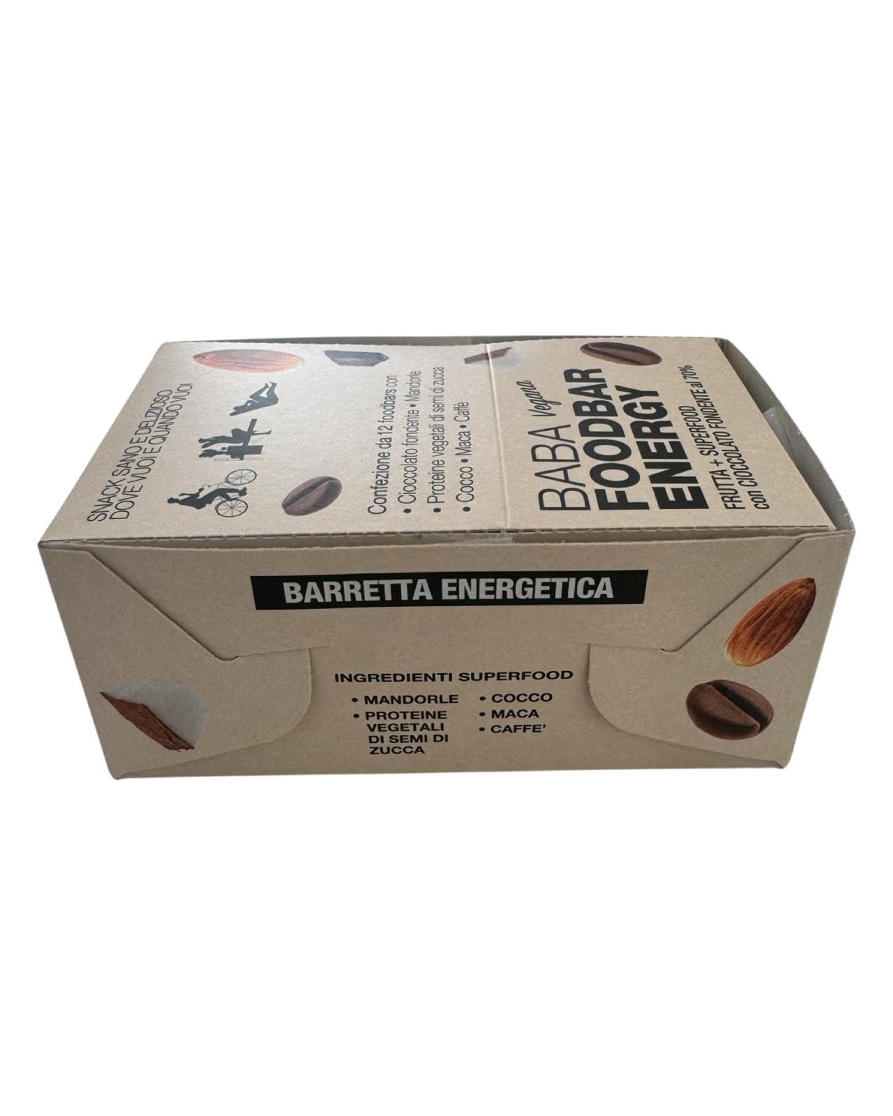 Babasucco FOODBAR ENERGY 12 Barrette Maca Caffè Mandorle Cocco
