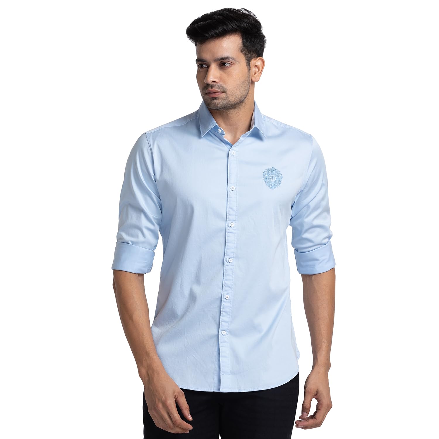 Lee Slim Fit Medium Blue Casual Shirt for Men in blue