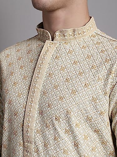 Image of Jompers Men's Regular Fit Cotton Chikankari Embroidered and Sequence Kurtas