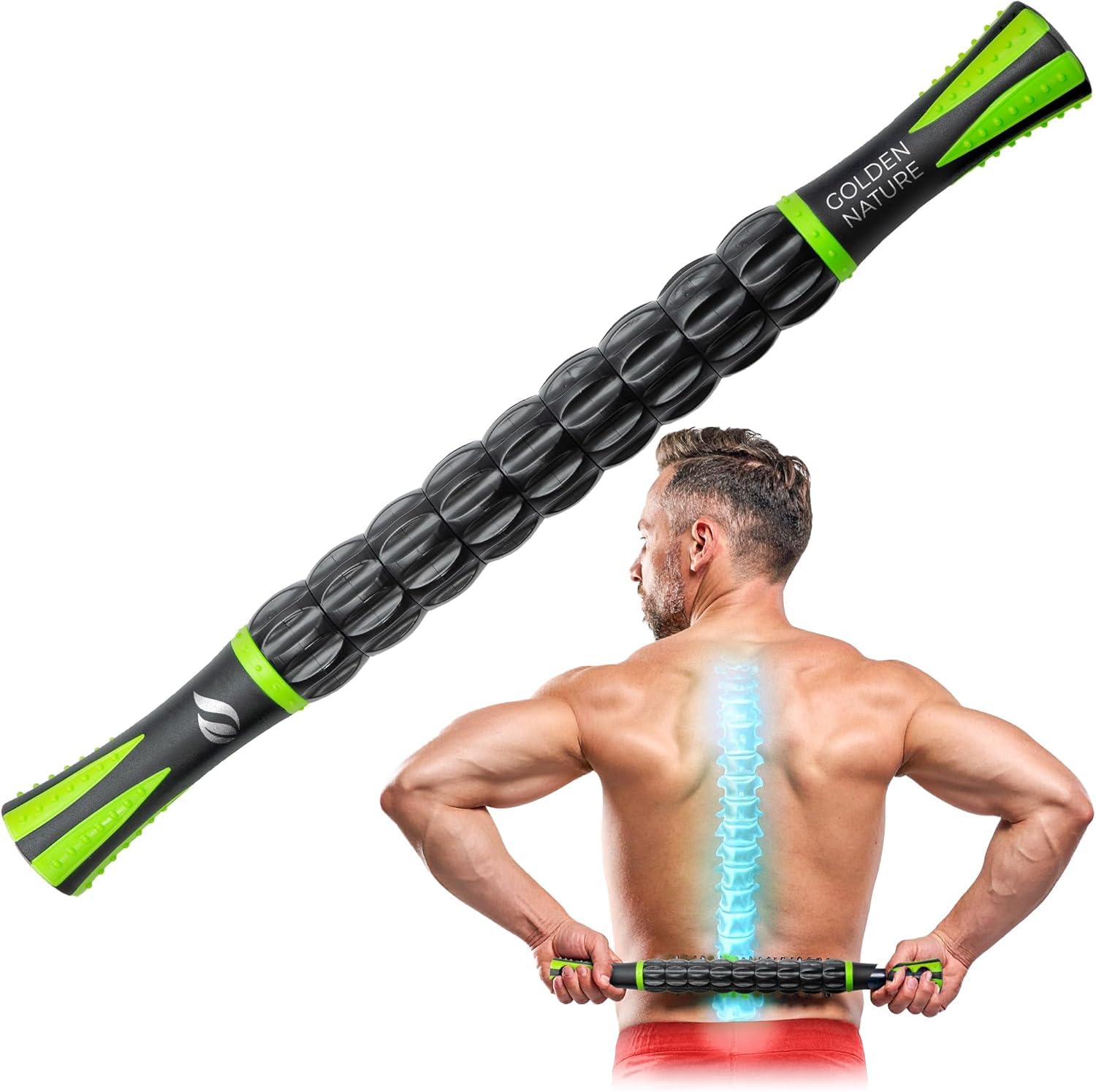 Muscle Roller Stick - Lymphatic Drainage Massager with 9 Rollers