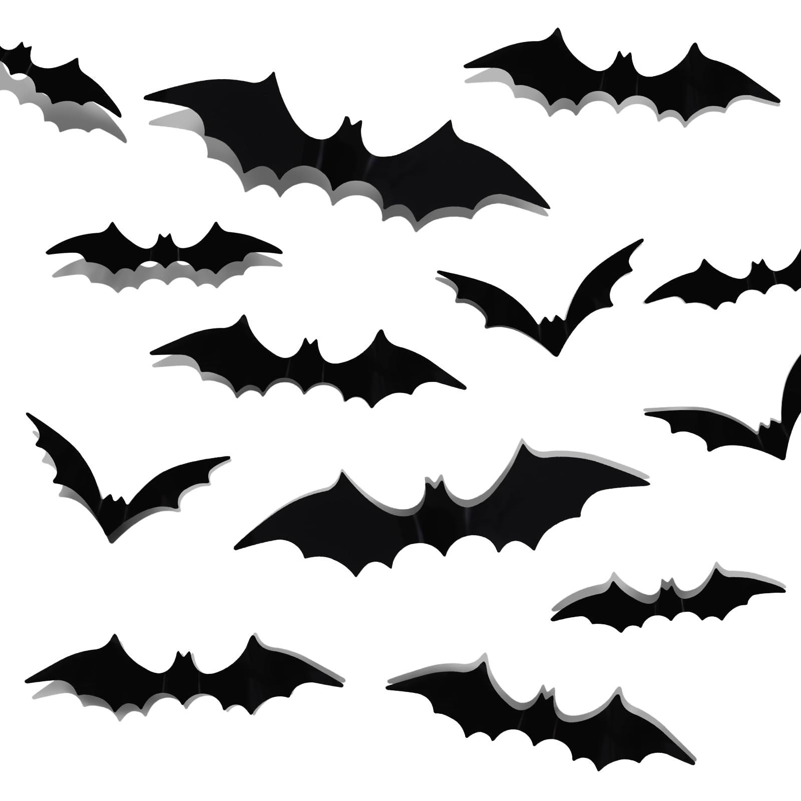 60 Autocollants Chauves-Souris 3D Halloween - Déco Murale Réaliste Noire - 4 Tailles Avec Colle - Pour Fête Effrayante