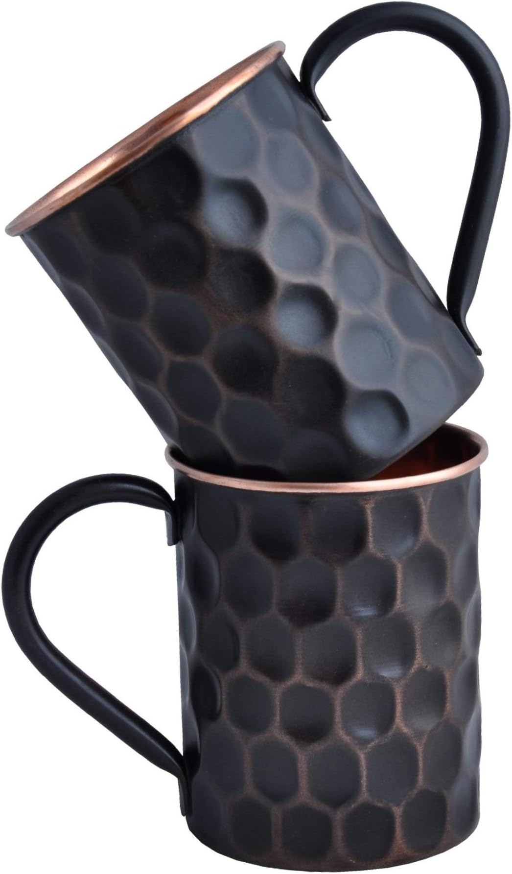 STAGLIFE 16 Oz Black Honeycomb Moscow Mule Mugs, 100% Genuine Pure Copper Cups for Drinking Water Cocktail Beverages Moscow Mules, Solid Real Copper Mug Cup Gifts Set of 2 for Men Women, Unlined