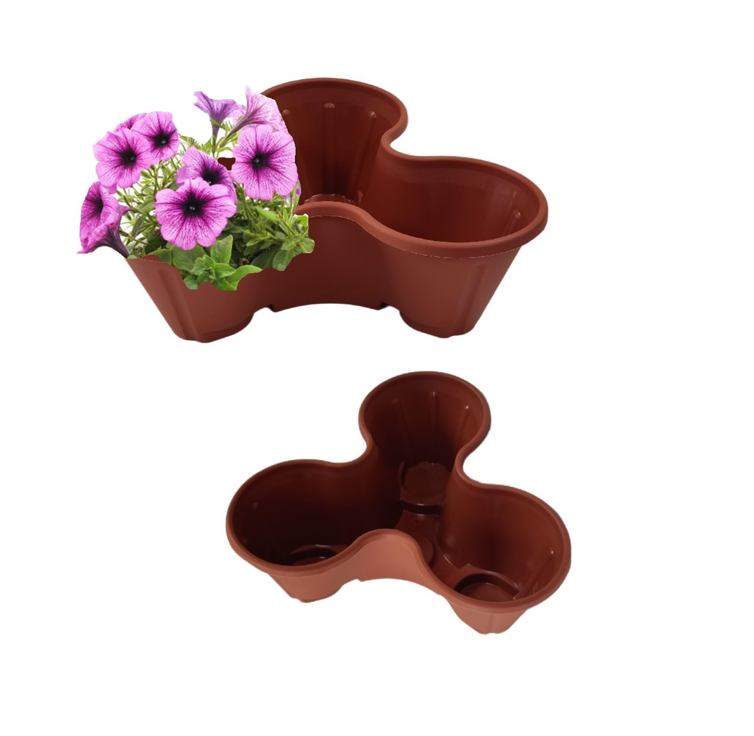 Shop4allsorts Terracotta Colour 1 Single Strawberry Trio Planter Stackable Plastic Patio Herb Planter Flower Pot
