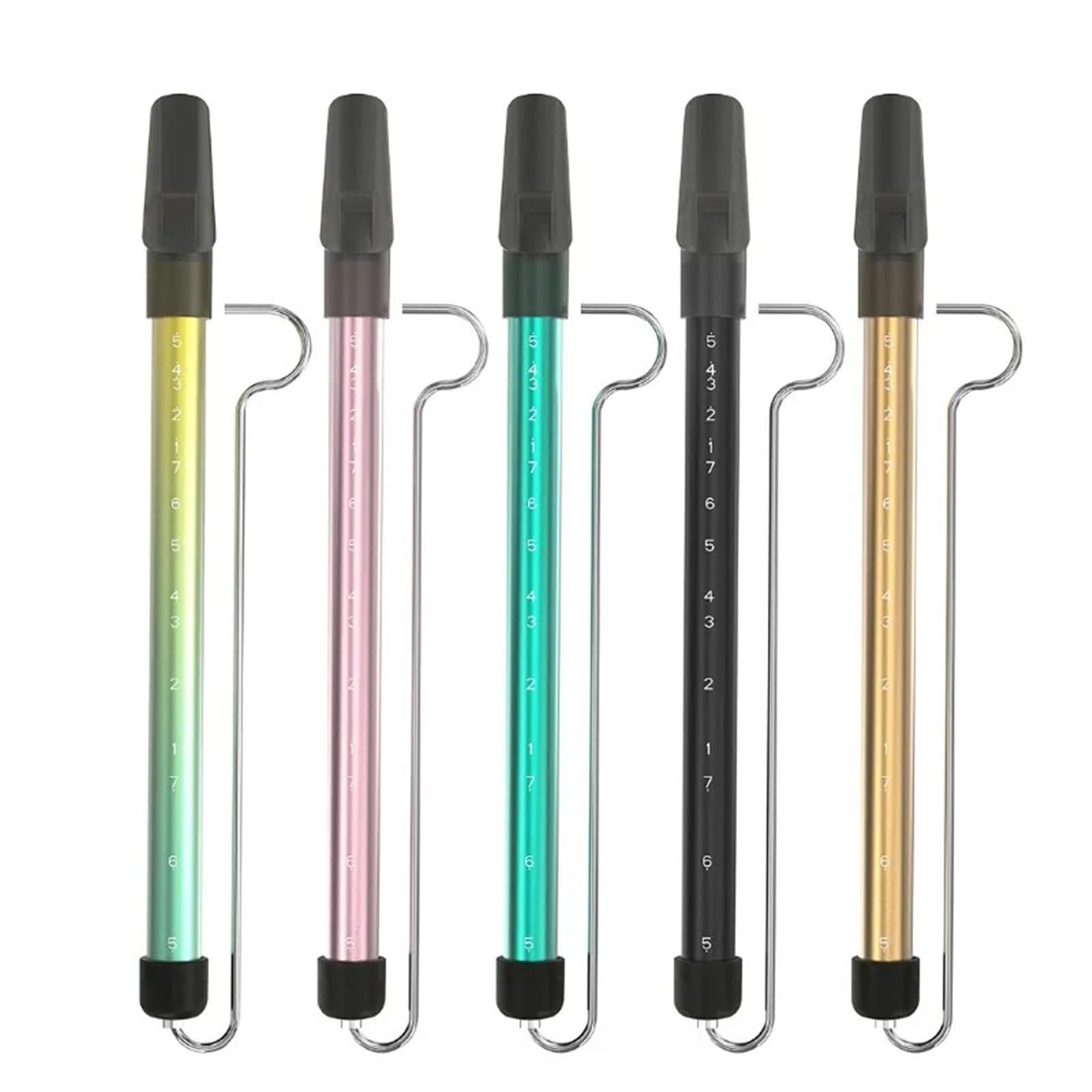 Flauto A Pistone Strumento musicale con asta scorrevole in acciaio superficie opaca, fischio scala in metallo, for artisti principianti Strumento Educazione Musicale(Pink)
