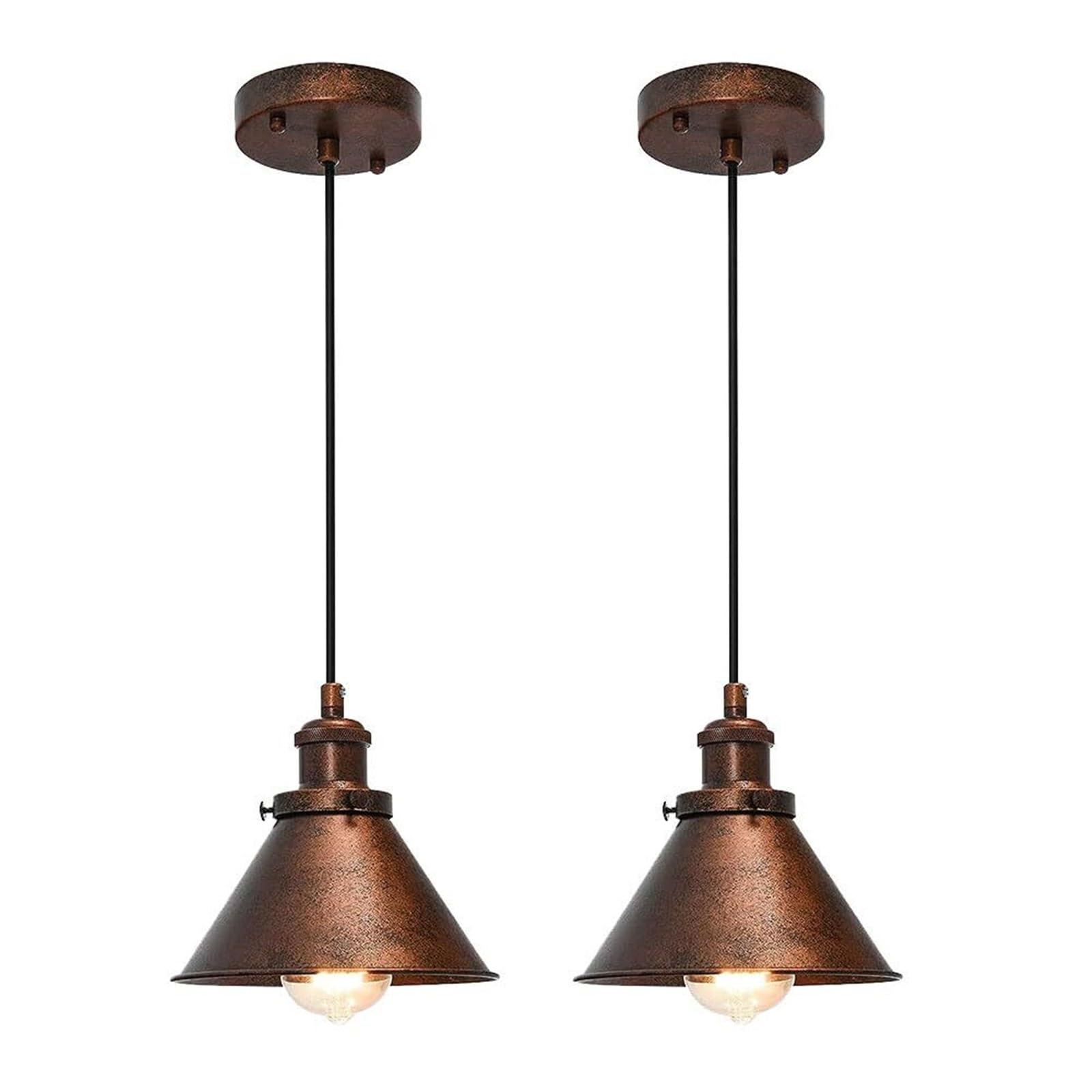 LumosPro Vintage Industrial Pendant Light, Rustic Copper Finish with Adjustable Chain, Barn Style Hanging Lamp for Bedroom, Living Room, Hall, E27