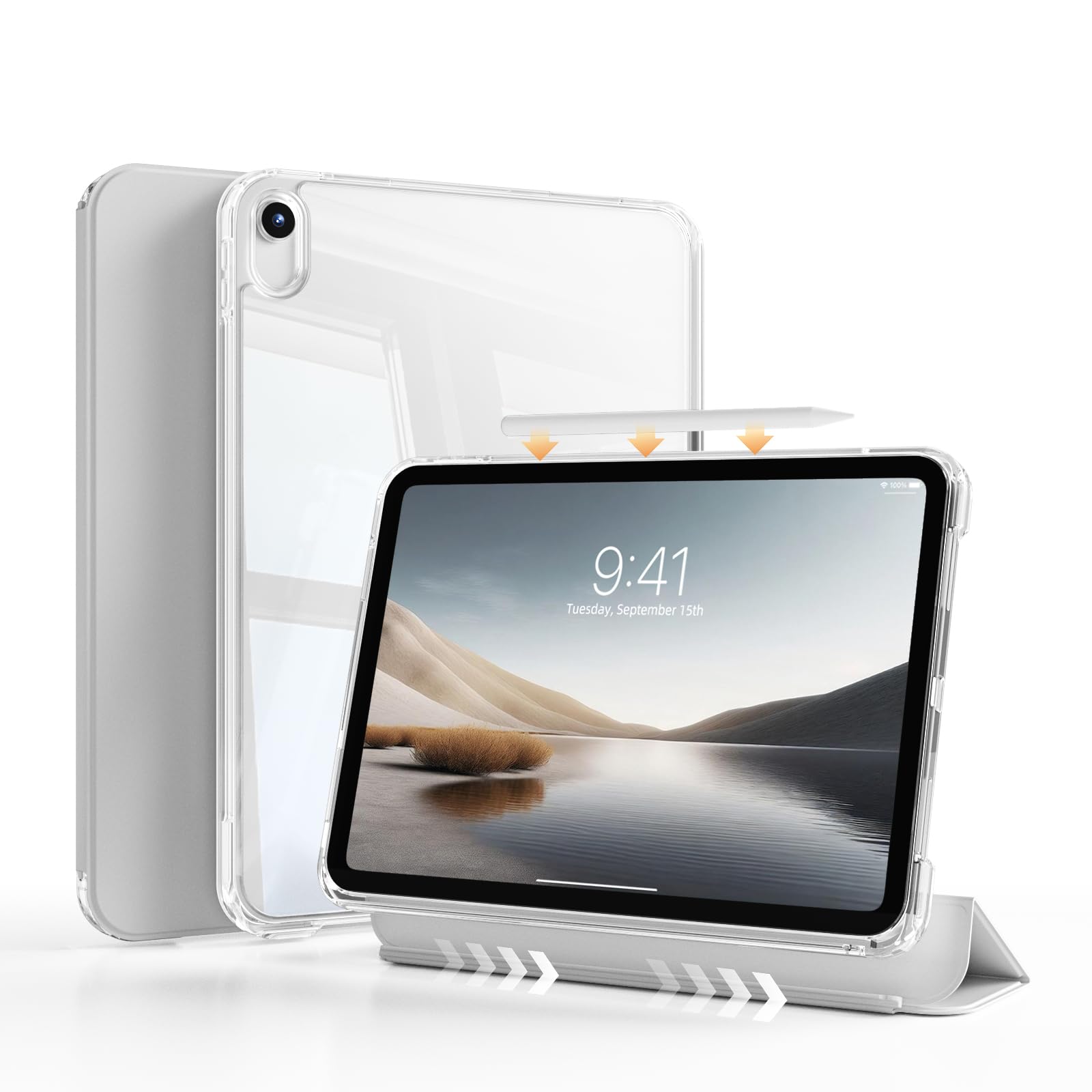 IPad Air Hülle 11 Zoll (M3/M2 2024/2025, Air 5/4) Mit Stifthalter – Transparent, Stoßfest, Rosa – Auto Wake/Sleep