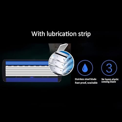Miniatura 2 de Mango de maquinilla de afeitar con 6 repuestos de cuchillas, kit de afeitado de viaje de 6 cuchillas, cuchillas de afeitar de seguridad para hombre