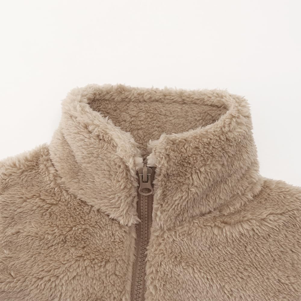 Spring&Gege Girls Boys Sherpa Fleece Vest Sleeveless Outerwear Zipper Jacket Fall Winter Warm Coat with Pockets