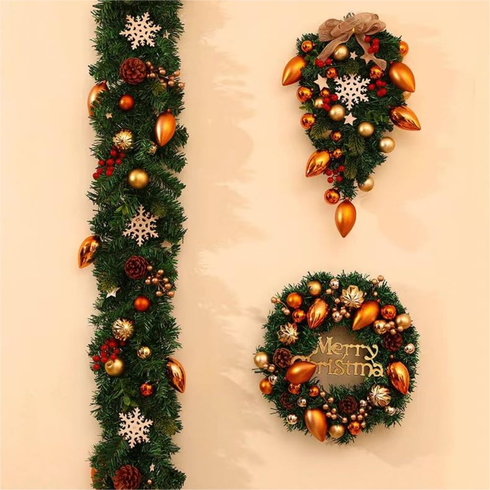ZBDZSW Decoraciones de Navidad coronas colgantes escena interior puerta adornos ratán