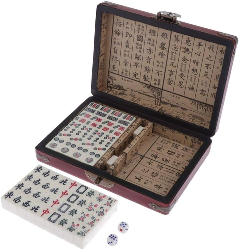 Mahjong cinese con tessere numerate con custodia da viaggio Pro Set completo di giochi Mahjong